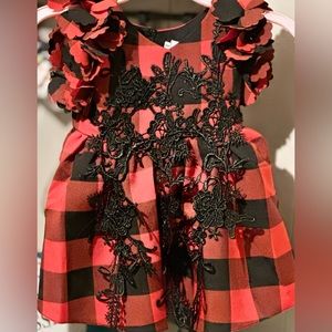 Trish Scully Bianca Dress in Red and Black & White and Black size 6-12 months